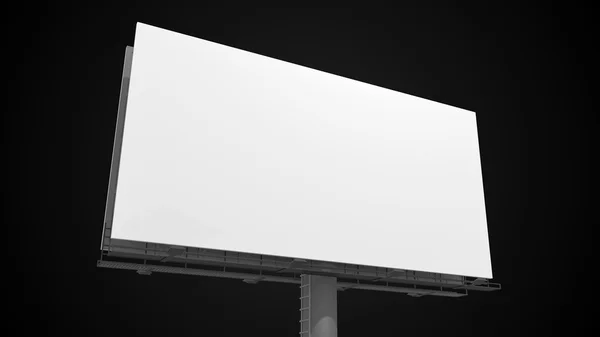 黒い背景に空白の白い看板。3 d レンダリングされた図. — ストック写真