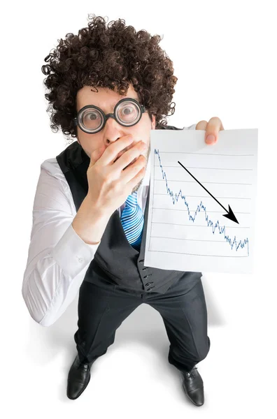 Businessman is showing chart of bad investment and loss progress — Stock Photo, Image