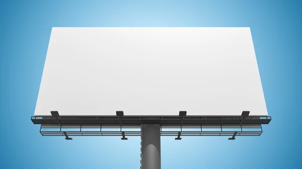 Blank white billboard on blue background. 3D rendered illustration. — Stock Photo, Image