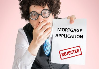 Hayal kırıklığına adam belge reddedilen mortgage uygulaması ile gösterilen