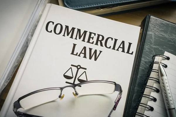 Commercial law book. Legislation and justice concept. — Stock Photo, Image