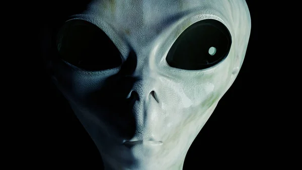 Gruseliges Alien Gesicht Auf Schwarzem Hintergrund Gerenderte Illustration — Stockfoto