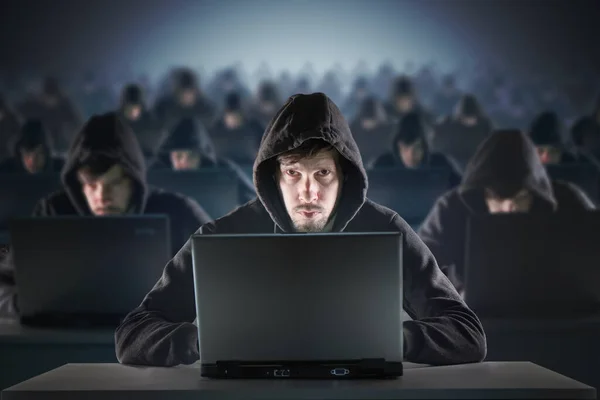 Viele Hacker Trollfarmen Sicherheits Und Cyberkriminalität Konzept — Stockfoto