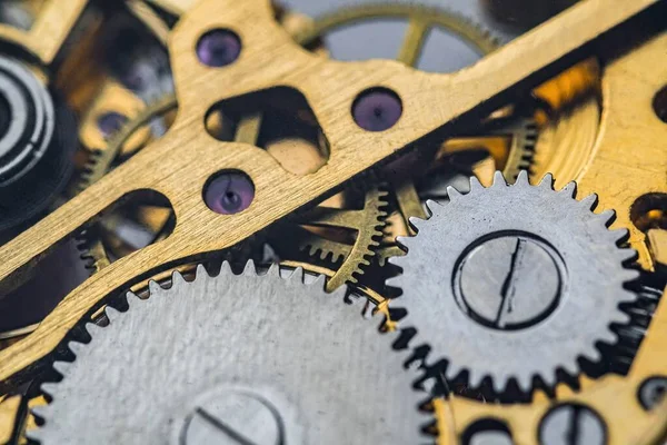 Gears Cogs Clock Close View Retro Watches — Stock Photo, Image