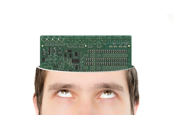 Electronic circuit inside head instead of brain