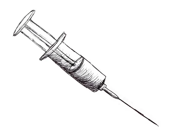 Syringe pen drawing — Stock Photo, Image