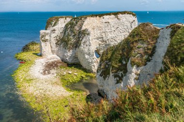 Purbeck Dorset'deki / daki Isle eski Harry kayalar