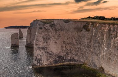 Güney İngiltere'de, Dors günbatımı eski Harry kayaların oluşumu tebeşir