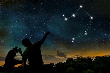Gece gökyüzü üzerinde burç Terazi takımyıldızı. Astroloji kavramı. S