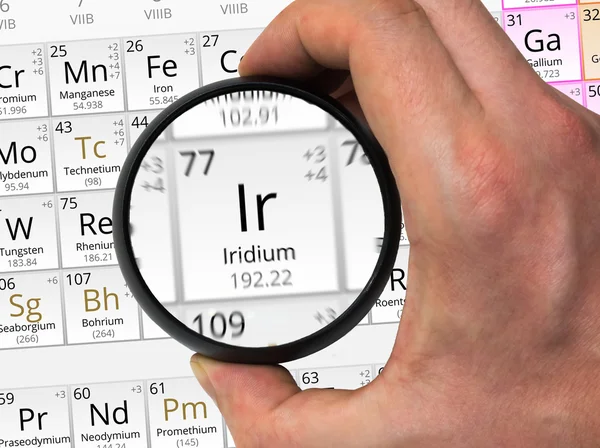 Iridio símbolo - Ir. Elemento de la tabla periódica ampliado con m — Foto de Stock