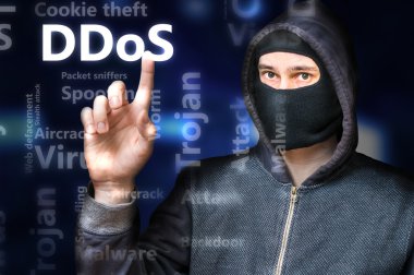 Maskeli anonim hacker Ddos saldırı işaret ediyor