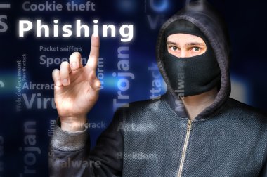 Maskeli anonim hacker üzerinde kimlik avı işaret ediyor