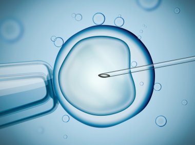 Laboratory microscopic research of IVF (in vitro fertilisation). Digital illustration. clipart