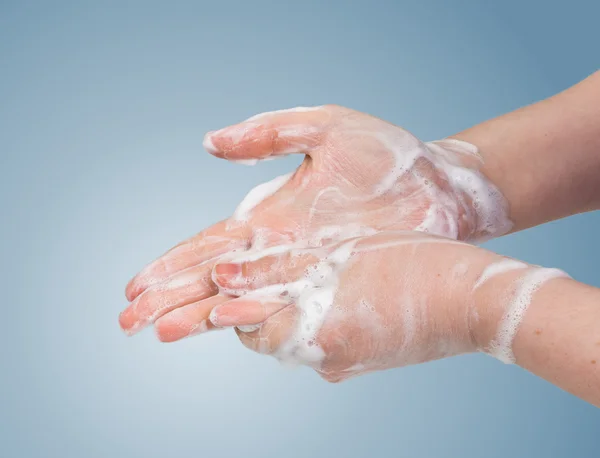 Woman is cleaning and washing her hands. Hygiene concept. — Stock Photo, Image