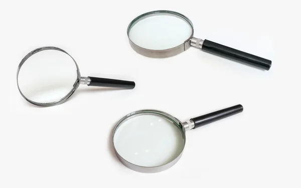 Set of magnifying glasses with shadow isolated on white background. — Stock Photo, Image