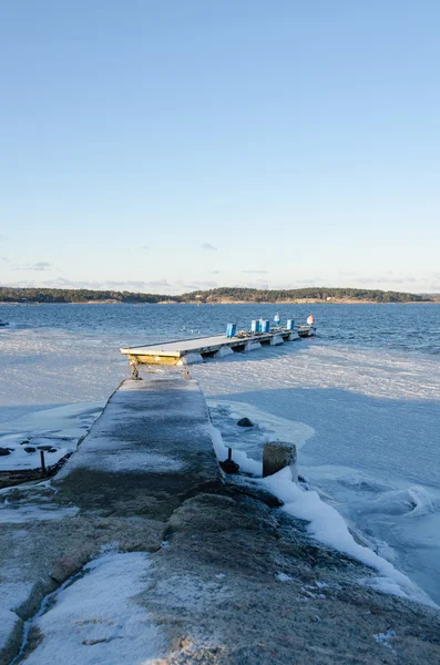 瑞典海岸在冬天 免版税图库图片