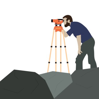 Bir kayanın üzerinde erkek Surveyor