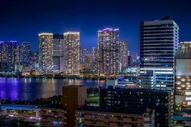 Tokyo gece görüşü Toyosu 'dan görüldü.