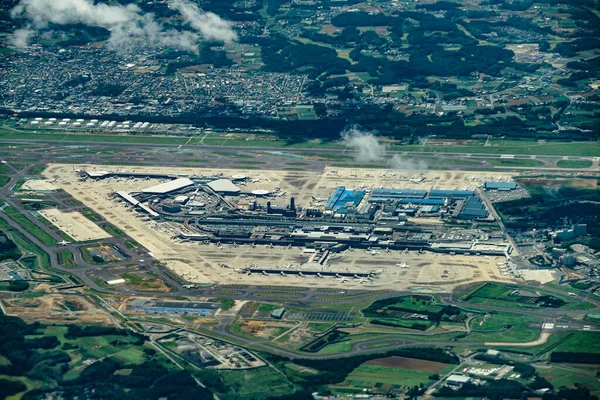Міжнародний Аеропорт Наріта Взятий Літака — стокове фото