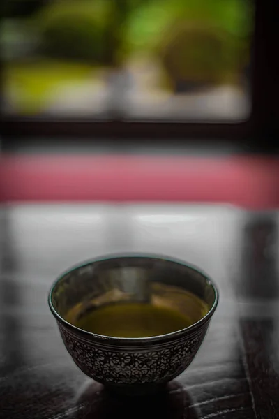 Green Tea Has Been Placed Japanese Style Room Desk — Stock Photo, Image
