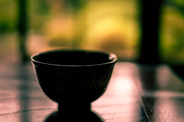 Chá Verde Que Foi Colocado Sala Estilo Japonês Mesa — Fotografia de Stock