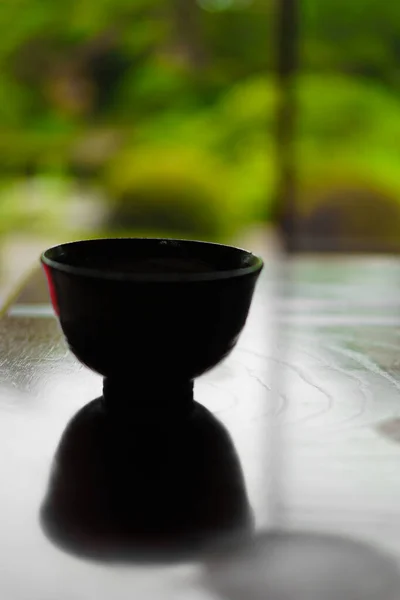 Chá Verde Que Foi Colocado Sala Estilo Japonês Mesa — Fotografia de Stock