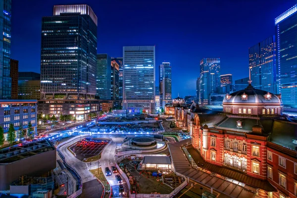 Iluminação Estação Tóquio Vista Noturna — Fotografia de Stock