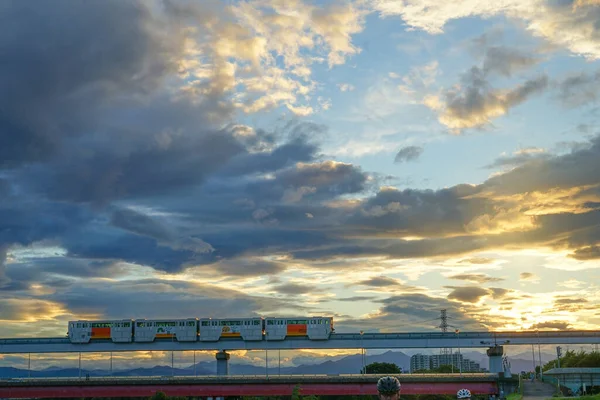 Staande Datum Brug Schemering Van Herfst Hemel Tachikawa — Stockfoto