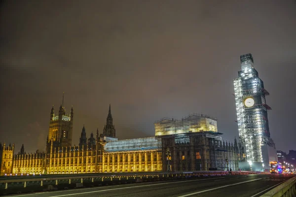 Ночной Вид Биг Бен Время Реконструкции Лондон — стоковое фото