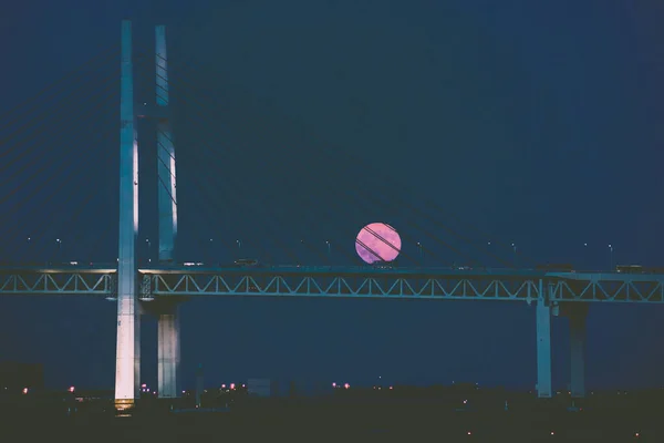 Cosecha Luna Puente Bahía Yokohama Del Festival Mediados Otoño — Foto de Stock