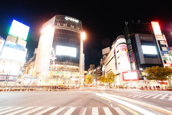 Shibuya Scramble Перетин Нічного Виду — стокове фото