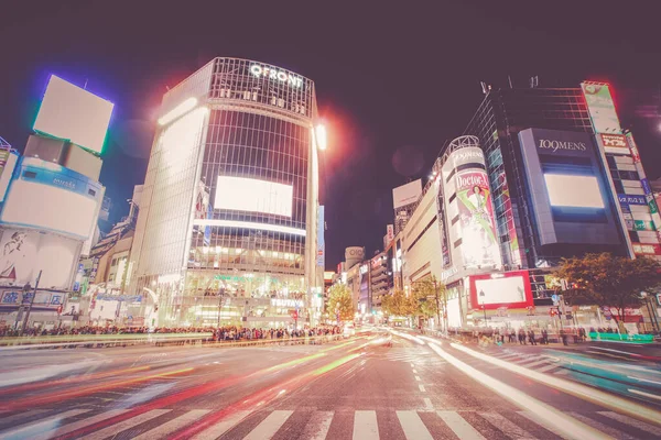 Shibuya Cruzamento Scramble Visão Noturna — Fotografia de Stock