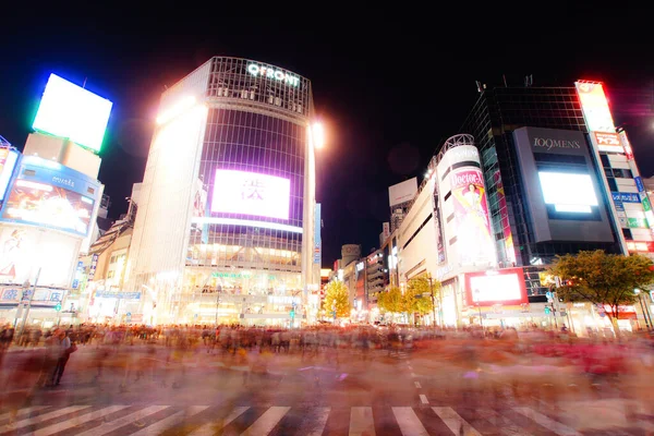 Shibuya Scramble Kruising Van Nachtzicht — Stockfoto