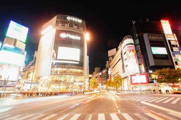 Shibuya Cruzamento Scramble Visão Noturna — Fotografia de Stock