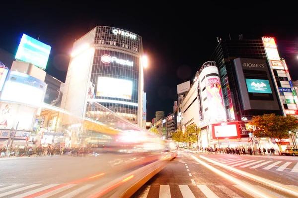 Shibuya Cruzamento Scramble Visão Noturna — Fotografia de Stock