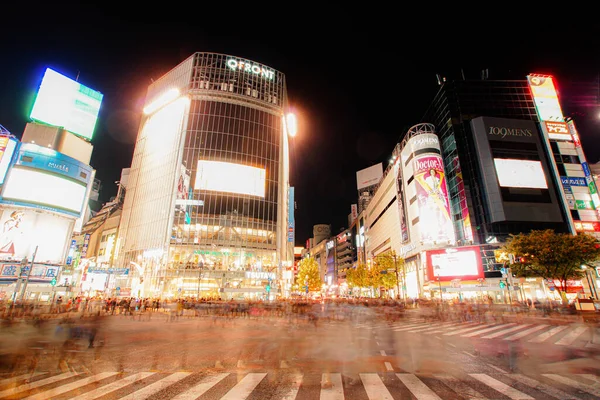 Shibuya Cruzamento Scramble Visão Noturna — Fotografia de Stock