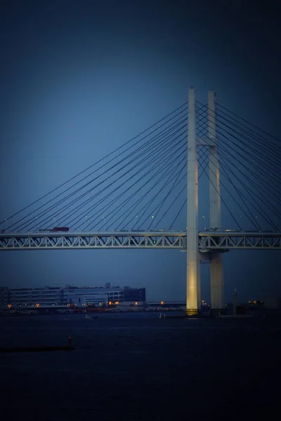 Yokohama Bay Bridge Immagine Monocromatico — Foto Stock