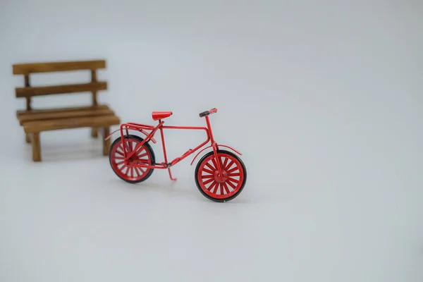 Miniature Figures Red Bicycle — Stock Photo, Image