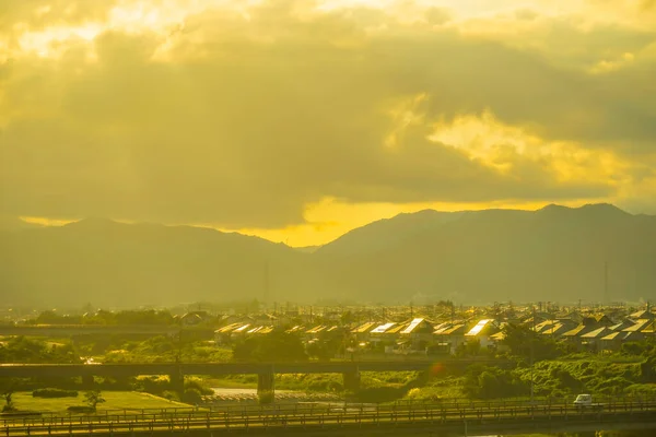 Por Sol Paisagem Urbana Japão — Fotografia de Stock