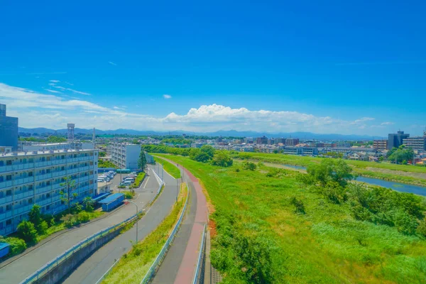 Hino City Panorama Błękitne Niebo — Zdjęcie stockowe