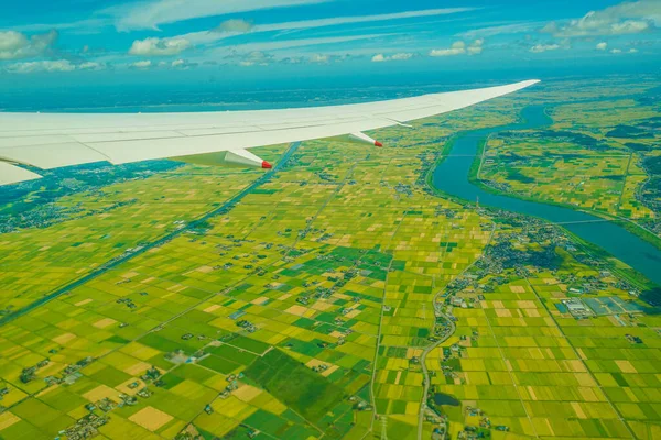 Chiba Prefektur Stad Och Solig Himmel Från Flygplanet — Stockfoto