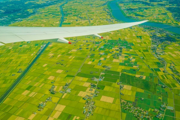 Місто Префектури Чіба Сонячне Небо Літака — стокове фото