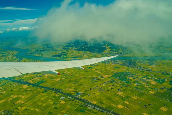 Chiba Prefektur Stad Och Solig Himmel Från Flygplanet — Stockfoto