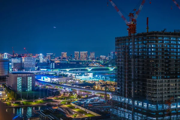 Appartement Nacht Uitzicht Van Aanbouw Toyosu — Stockfoto