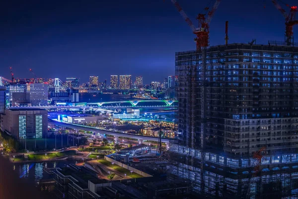 Mieszkanie Widok Noc Budowie Toyosu — Zdjęcie stockowe