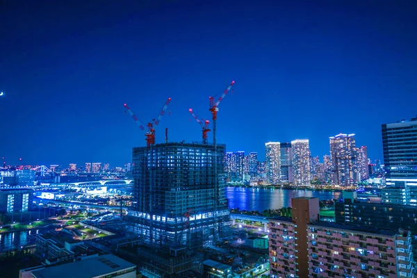 Apartamento Vista Noturna Construção Toyosu — Fotografia de Stock