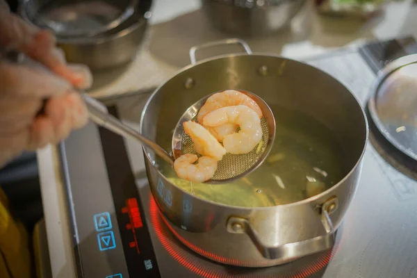 Μαγείρεμα Τοπίο Βραστές Γαρίδες — Φωτογραφία Αρχείου