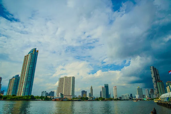 Tailândia Horizonte Bangkok Rio Chao Phraya — Fotografia de Stock