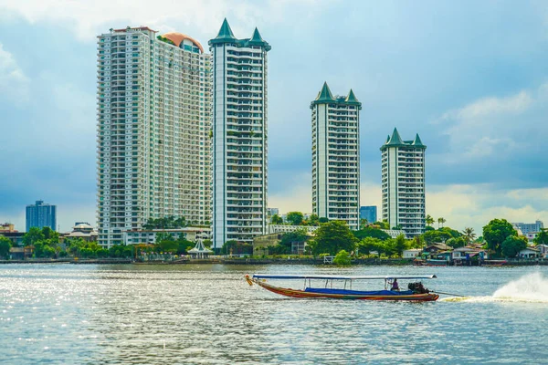 Thajsko Bangkok Panorama Řeka Chao Phraya — Stock fotografie