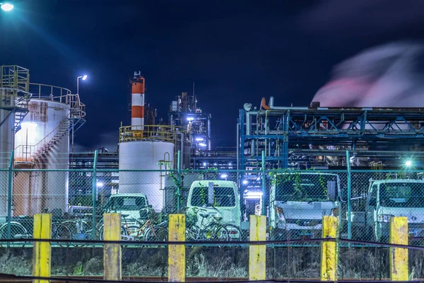 Keihin Bölgesinin Fabrika Gece Görüşü — Stok fotoğraf
